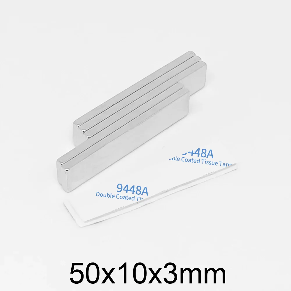 2/5/10/15/20/30PCS 50x10x3mm Block Strong Powerful Magnets With 3M Tape 50*10*3 Long Quadrate Permanent Neodymium Magnet 50x10x3