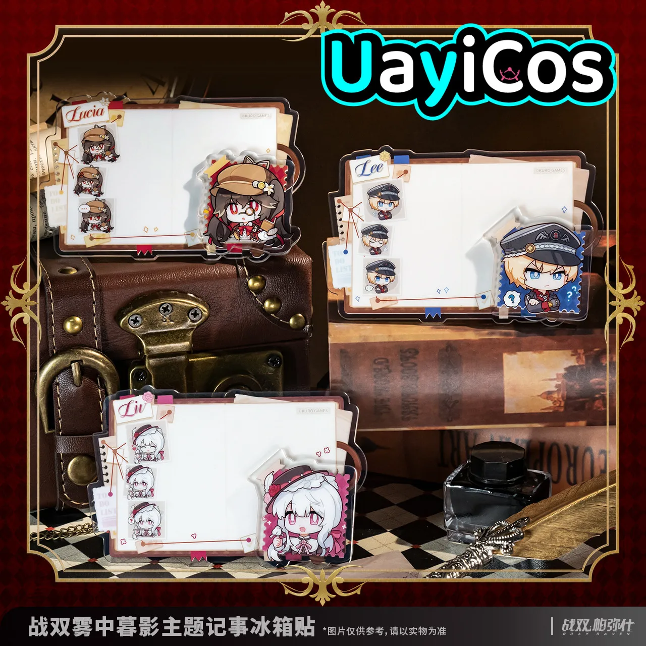 

In Stock Original GRAY RAVEN:PUNISHING Lee Lucia Liv Notebook Refrigerator Sticker Doll Accessories Anime Figure Game Kids Toy