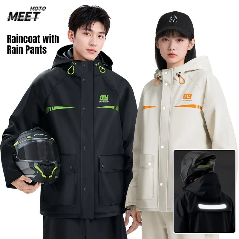 Chubasquero impermeable con pantalones de lluvia, conjunto de pantalones de lluvia de PVC para adultos, chaqueta de lluvia dividida, Poncho, ropa impermeable para ciclismo al aire libre