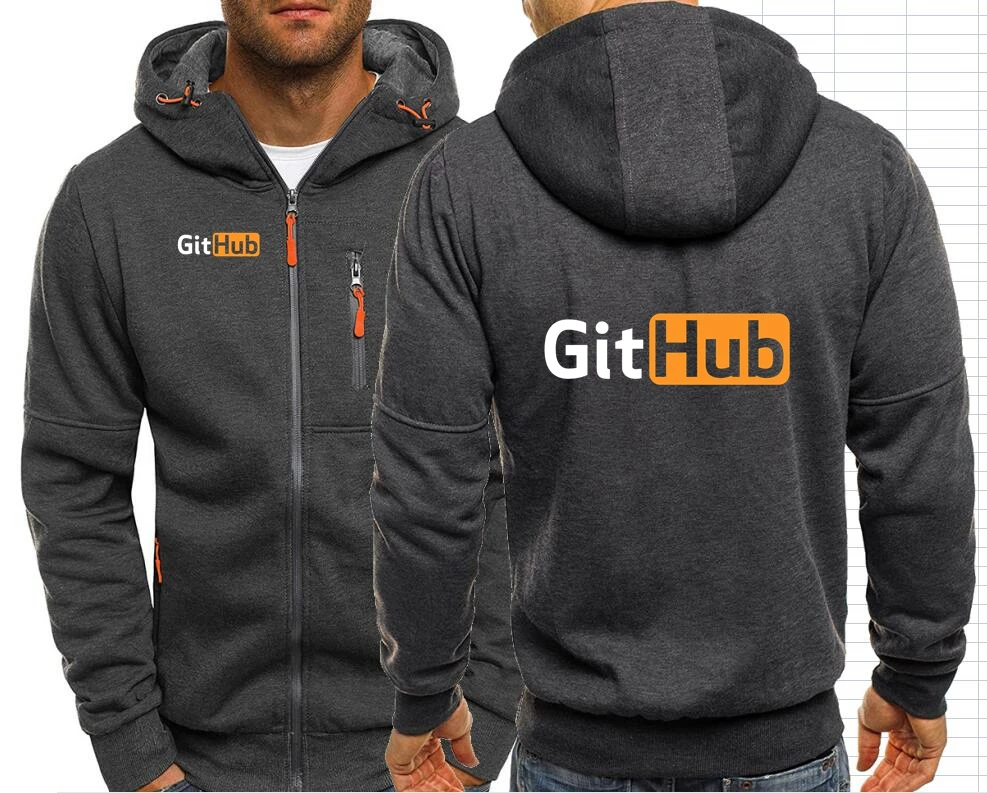 Github Men Jackets Hoodies Coats Hooded Sweatshirt Men Zip-up Hoodies Jacket Hooded Sweatshirt Outwear Streetwear