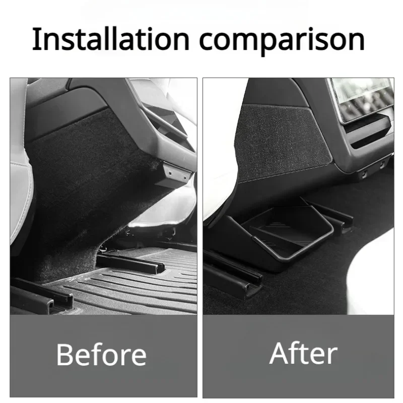 Car Under Seat Anti-kick Plate Storage Box for Tesla New Model 3+ Highland 2024 Rear Seat Corner Guard Car Interior Accessories