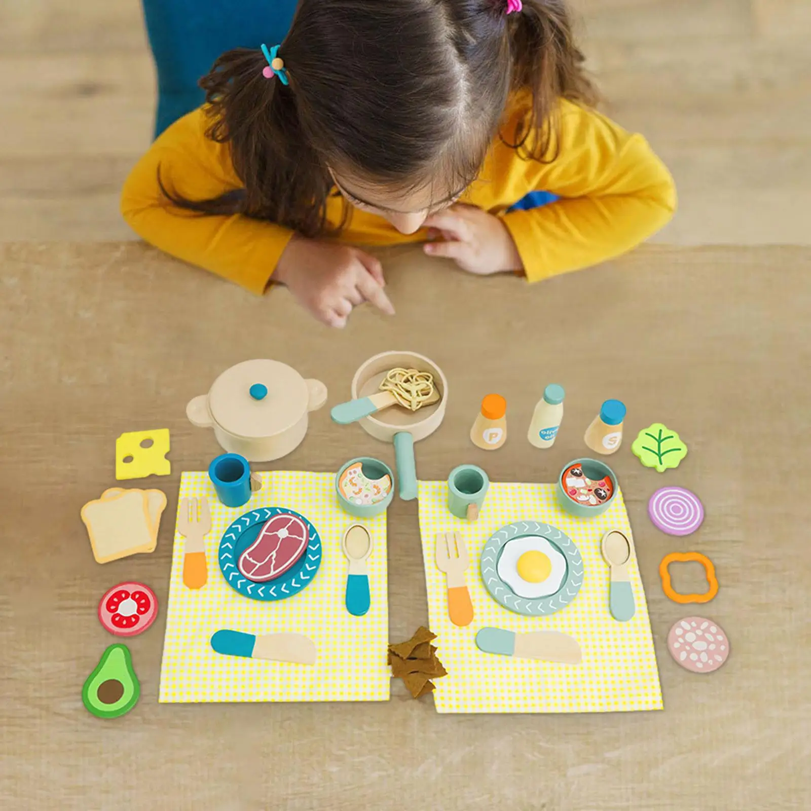 Juego de vajilla de madera para niños, accesorios de cocina, juego de comida, Platos y platos