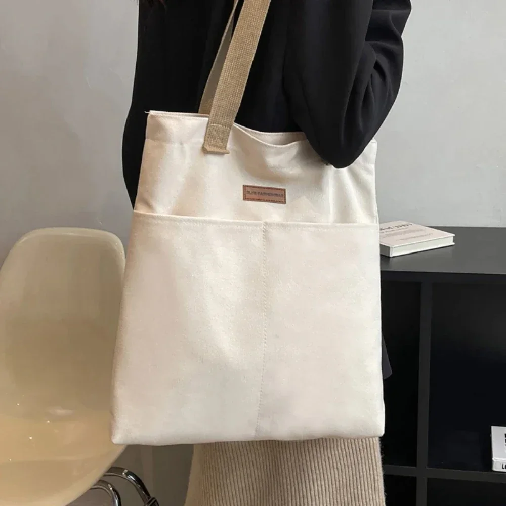 1Pc frauen Einkaufstasche Leinwand Nähgarn Große Kapazität Erweiterte Sinn Handtasche Bequem Praktische Weibliche der Pendler Tasche – Detail 3