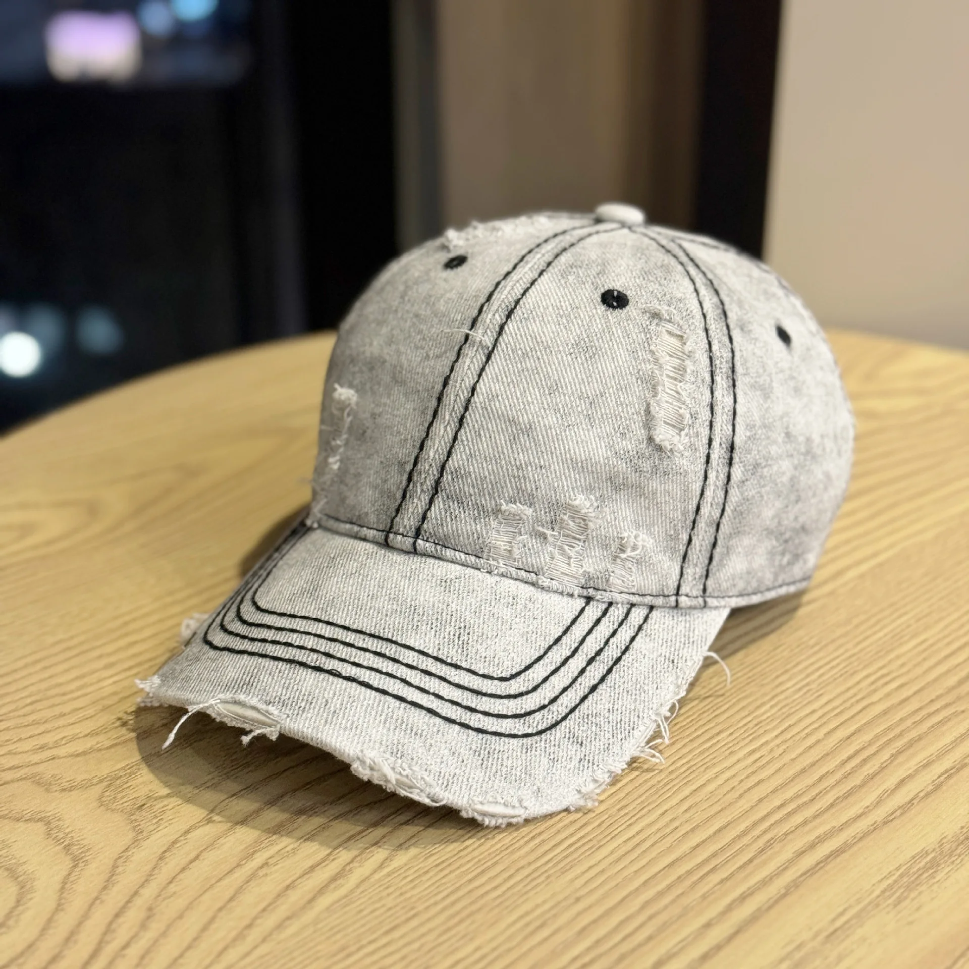 قبعة بيسبول قديمة ممزقة من قماش الدنيم للسيدات صيفية كاجوال وجه صغير مغسول قبعة رجالية واقية من الشمس متعددة الاستخدامات