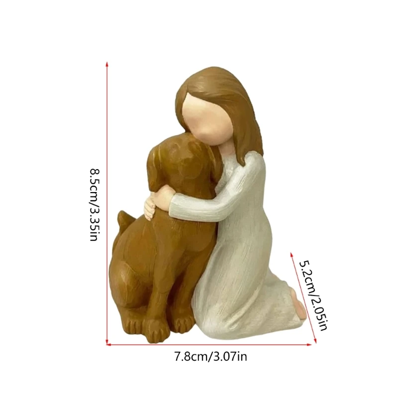 Girl Hold Dog Statue Memorials Gift for Dog Lover Resin Memorials Gift for Loss