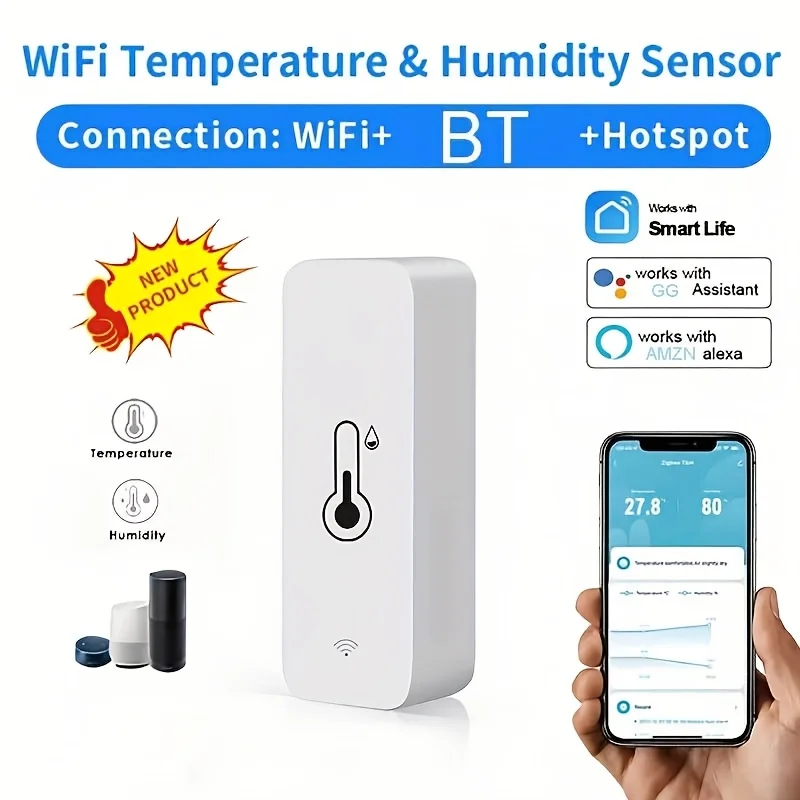 WiFi/ZigBee Humidity Temperature Sensor Remote Monitoring  High Precision Indoor Use for Home Work With Alexa Google Home