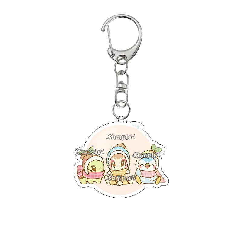Cartoon Bulbasaur Charmander Squirtle Rowlet Cute Q Version Winter Scarf Warm Series Acrylic Keychain Anime Bag Pendant Key Ring - view 3