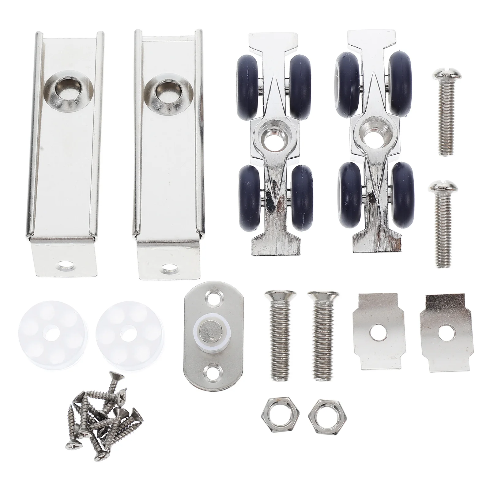 

2 Sets Zinc Alloy Wardrobe Sliding Door Roller Wheels Four Wheel Flat Head For Shower Patio Glass Doors Durable Hardware Rollers