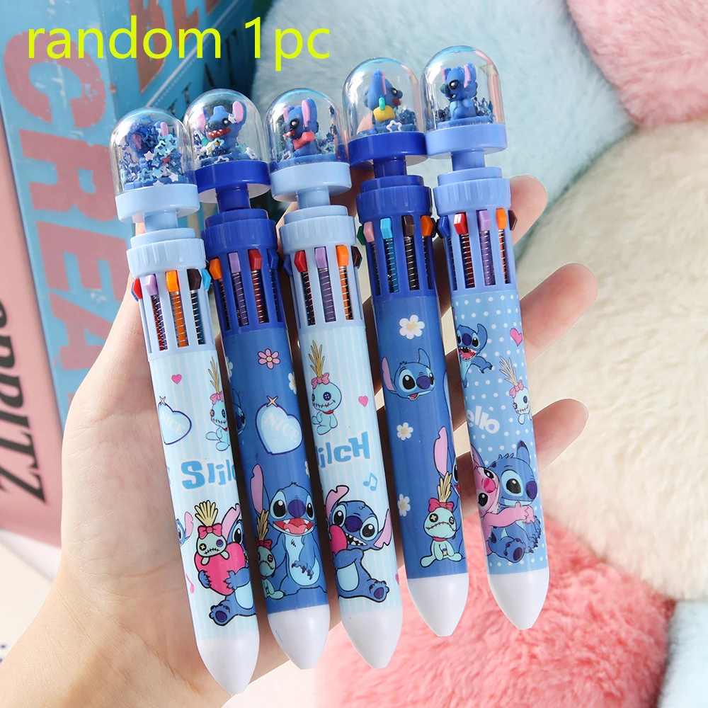 Random 1/2pc of Disney Stitch Themed 10-Color Ballpoint Pens, Diary Oil-Based Marker Pens, Student Stationery for Study school - view 3