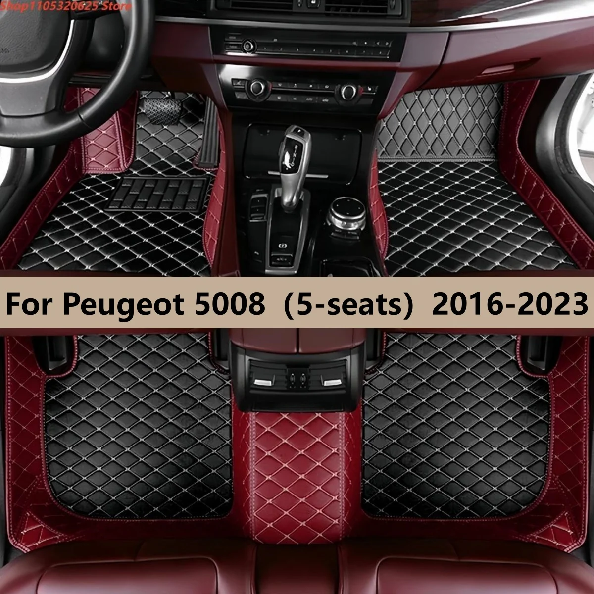 

Car Floor Mats For Peugeot 5008（5-seats）2016-2023 Auto Accessories Leather Waterproof Anti Slip Foot Carpet