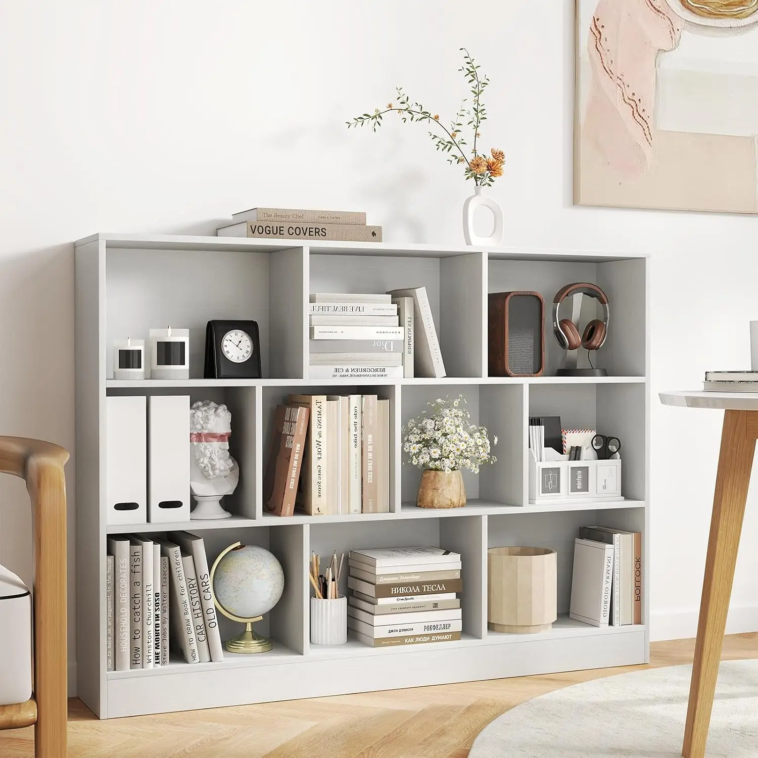10 Cube Storage Organizer 4 Tier Bookcase Wooden Bookshelf Living Room Bedroom Office 41