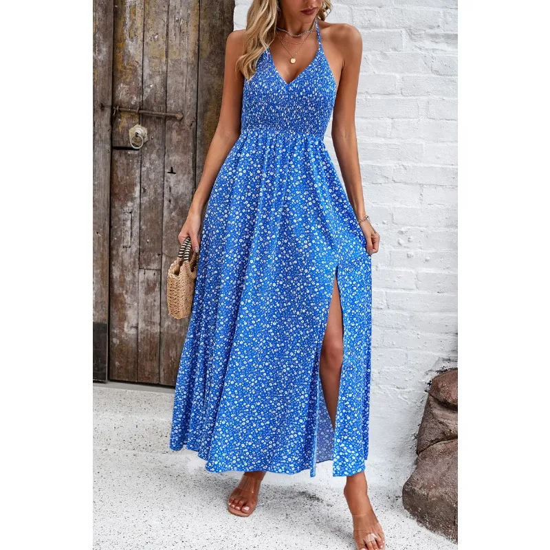 

Summer Vacation Style Casual Halter Sling Dresses for Women Temperament Commuting Youthful Women's Clothes Elegant A-line Dress