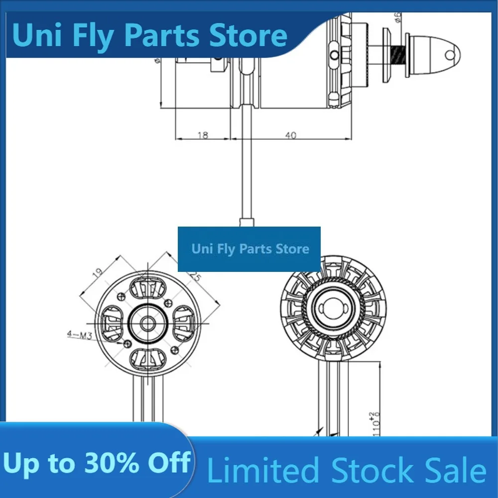 UniFlyLD-Power FA2820-1100KV Brushless Motor For Fixed Wing Aircraft CW CCW Bimotored Gemini Volantex 1600mm Dual Motor Airplane