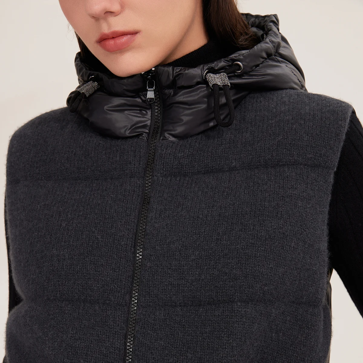 BD3521203 سترة نسائية فاخرة 100% بيضاء مبطنة للأسفل سترة 100% صوف متماسكة #5