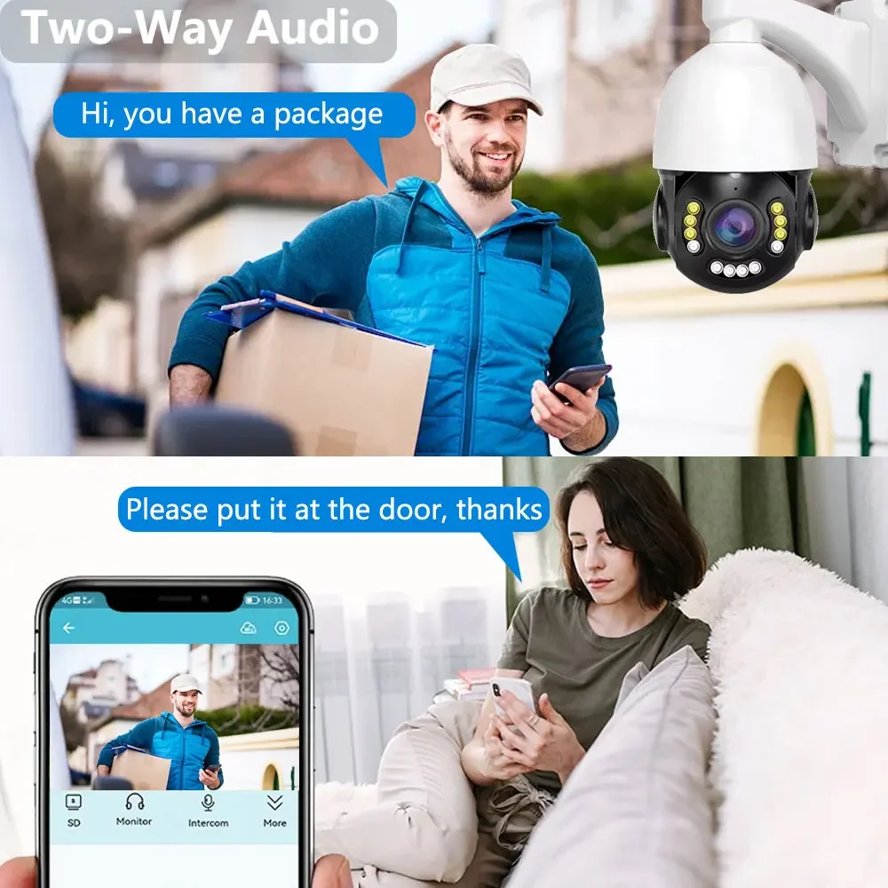 Color Night Vision POE CCTV Camera Security System PTZ 4K 10CH POE NVR 38X PTZ Zoom Two-Way Audio 8MP IP Camera Video System