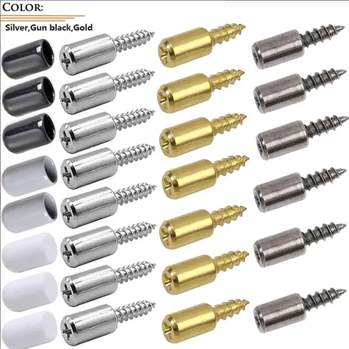 Juego de 8/12/20 tornillos autorroscantes cruzados con funda de goma, soporte de partición laminada, gabinete de uñas, partición dura antideslizante de vidrio