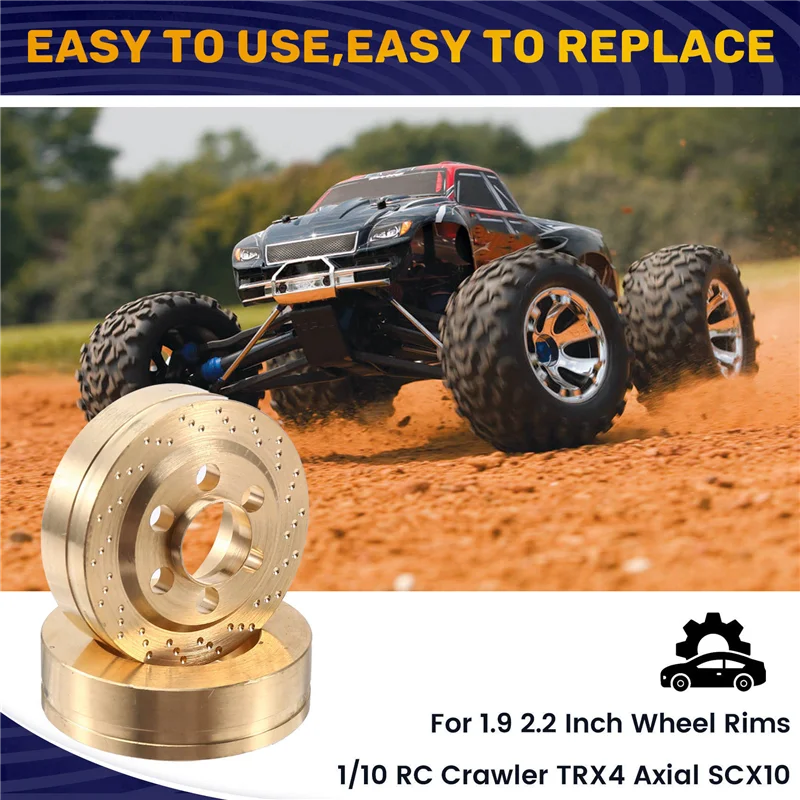 ODIES-4PCS Messing Remschijf Gewichten Interne Contragewicht Voor 1.9 2.2 Inch Velgen 1/10 RC Crawler TRX4 Axiale SCX10 Capra