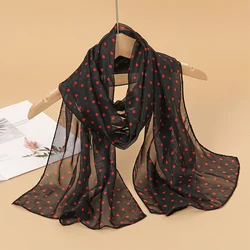 New Fashion Chiffon Dot Print Design Women Silk Scarf Shawl Elegant Headscarf Bandage Hijabs Muslim Wrap Scarves