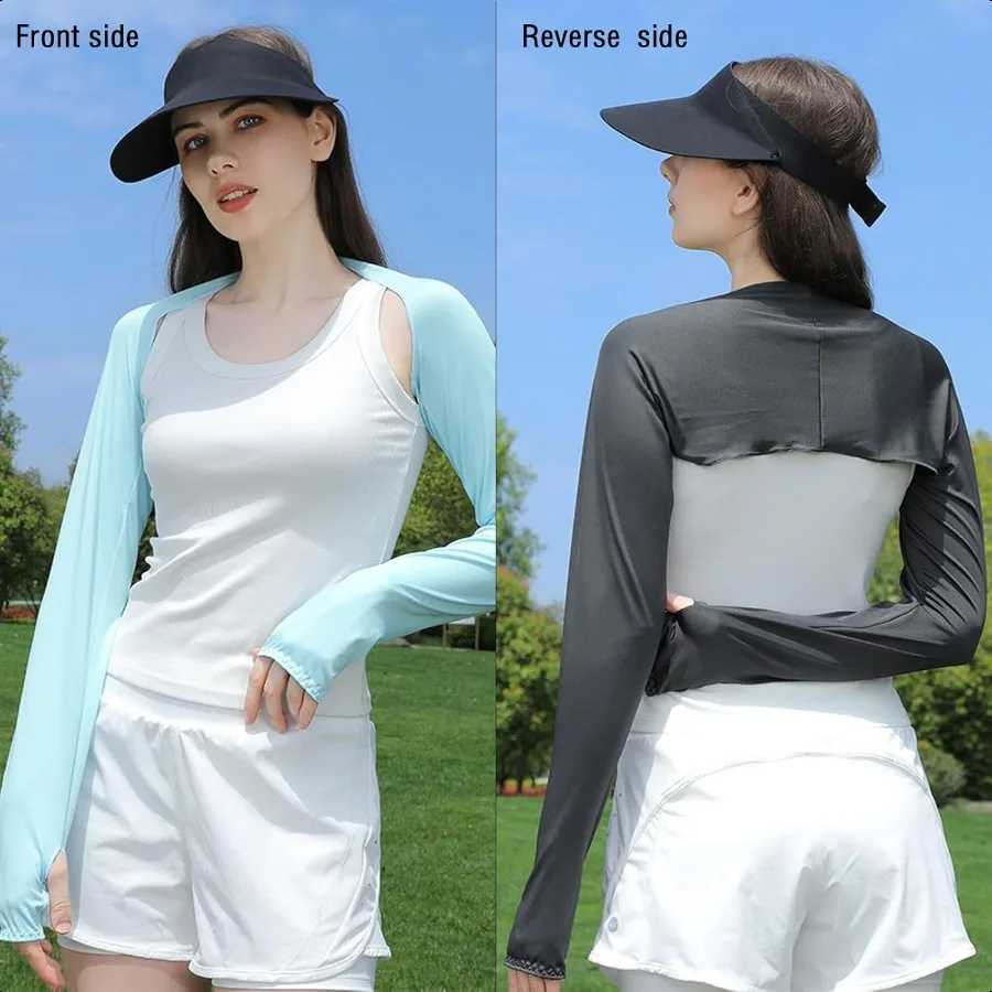 Manicotti da braccio con scialle rinfrescante da 6 pezzi Manicotti da braccio con protezione solare con fori per le dita per le donne Protezione UV da golf