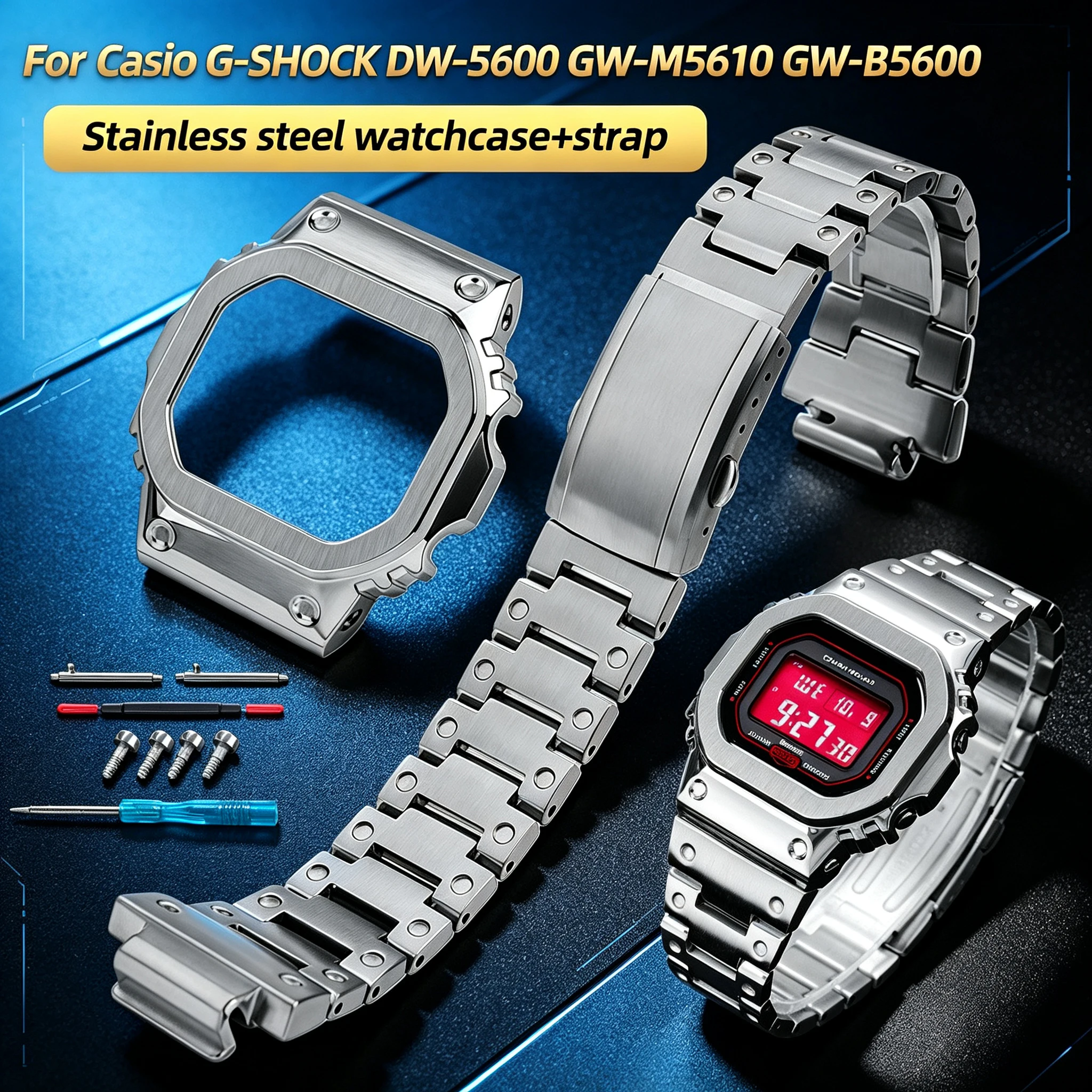 Metal Case & Strap Mod DIY Set For Casio G‑SHOCK DW‑5600 GW‑M5610 GW‑B5600 Personalized Modification Watch Parts Accessories