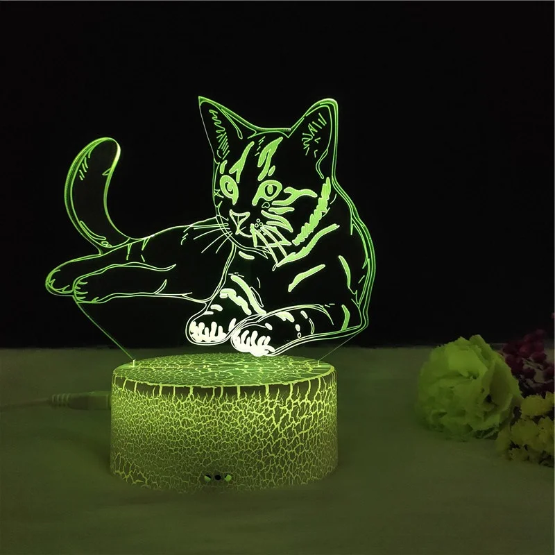 Nighdn Cat LED Night Light 3D Illusion Bedside Table Lamp Bedroom Decoratio Nightlight Birthday Gift for Kids Cat Lover