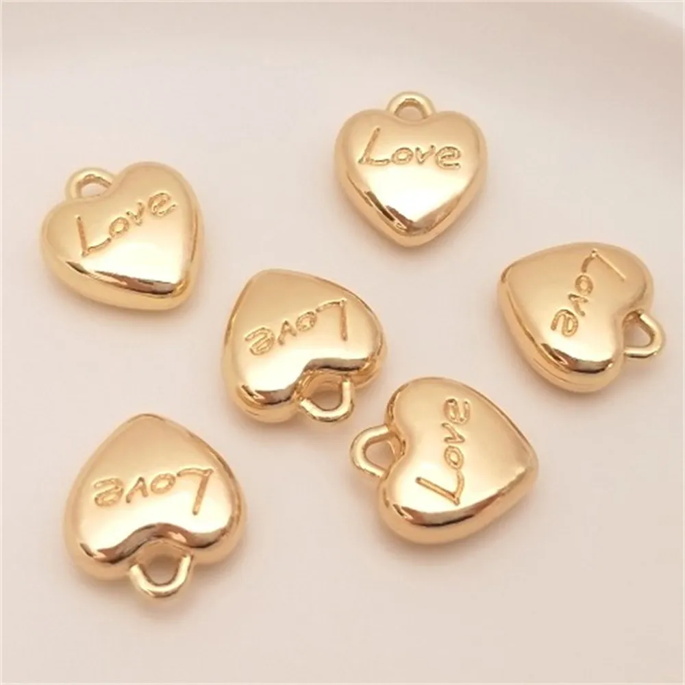 

14K Gold-plated LOVE Heart-shaped Pendant Handcrafted DIY Making Bracelet Charm Pendant Accessories K074