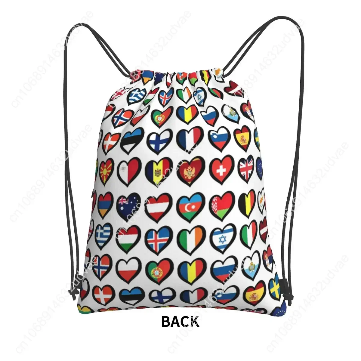 Eurovision Song Contest Flags Hearts ESC Backpacks Drawstring Bag Drawstring Bundle Pocket Storage Bags For School Students