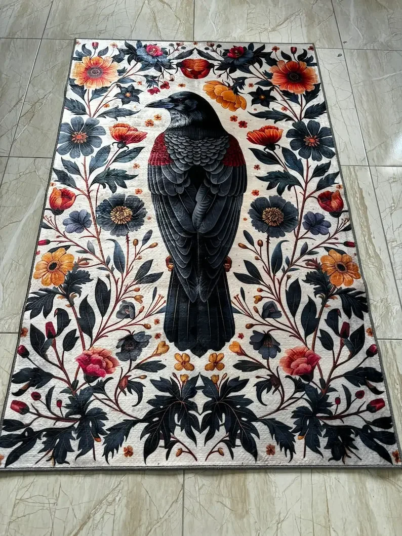 HD-Modern Shapes Graffiti Shapes Pastel Color Purple Flowers Rug Floral Rug