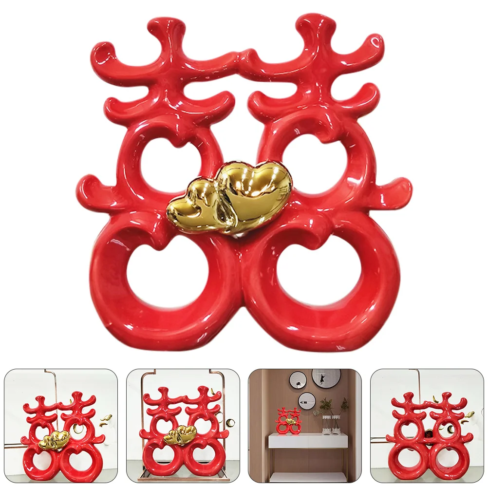 

Decorations Creative Ceramic Adornment Wedding Day Unique Word Ornament Hollow Carved