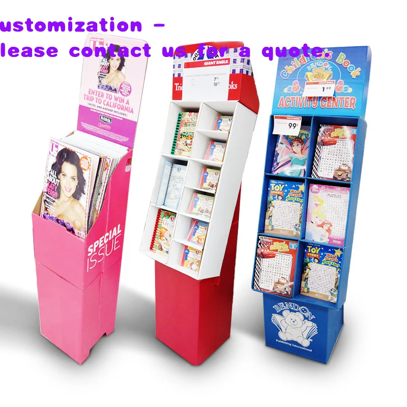 

custom.Customized Floor Retail Store Product Promotion Exhibition Cardboard Bookshop Brochure Magazine Book Display Stand