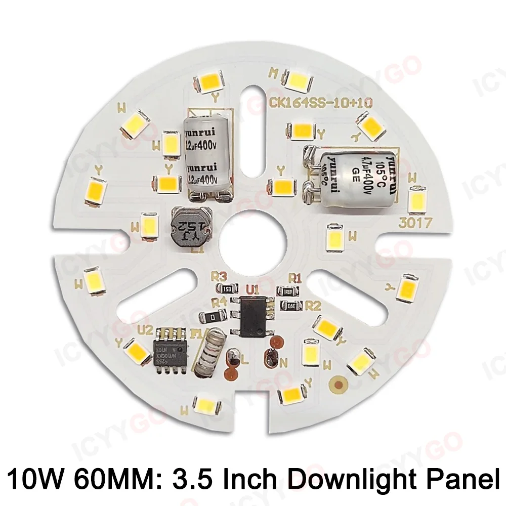 Fonte de luz led dhip smd2835, 6w, 10w, 15w, duas cores, sem driver, ac220v dob, adequada para lâmpada embutida, faça você mesmo