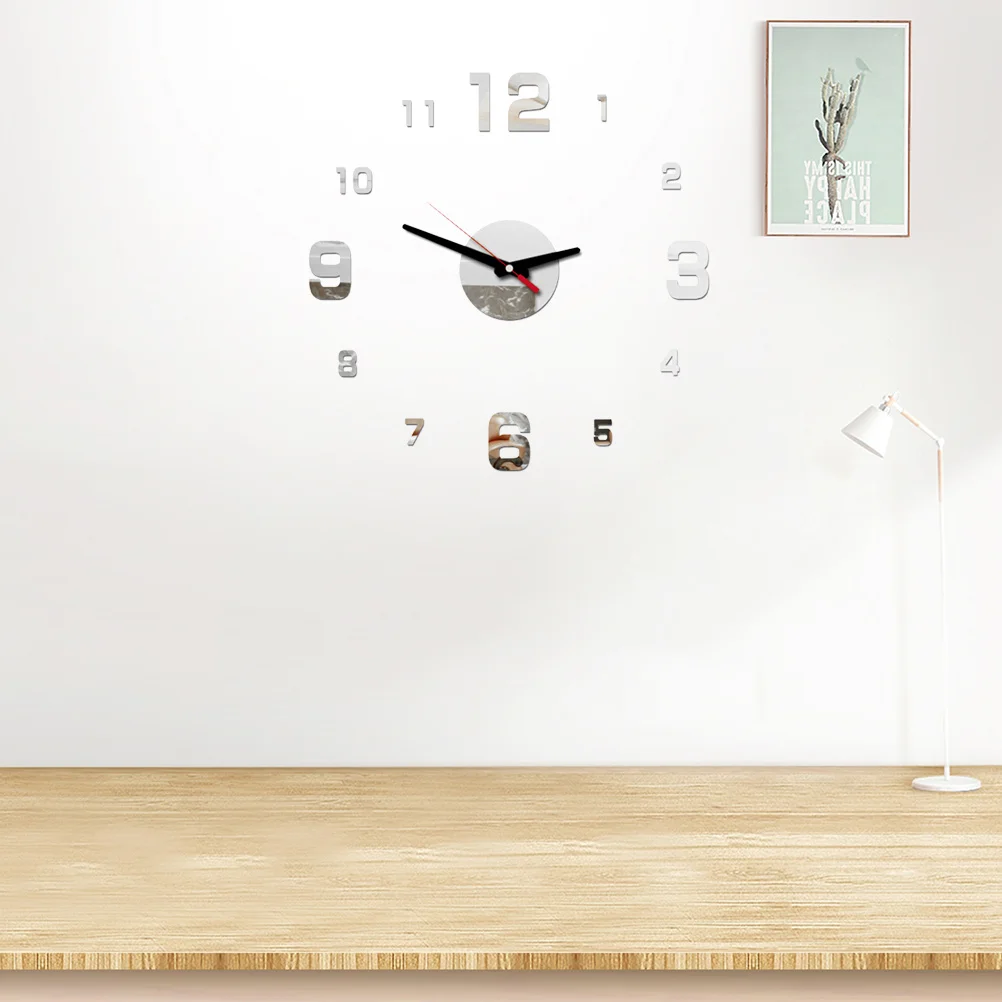 

Large Silver Acrylic Wall Clock Frameless Silent Movement Modern Decorative Clock For Living Room Bedroom Office Home