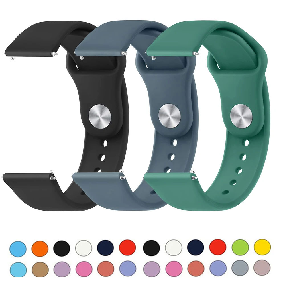 

20mm/22mm strap For Samsung Galaxy watch 6-4-classic 40/44mm Gear S3 Silicone Active 2 bracelet for Huawei GT 4/3/2/2e/pro band