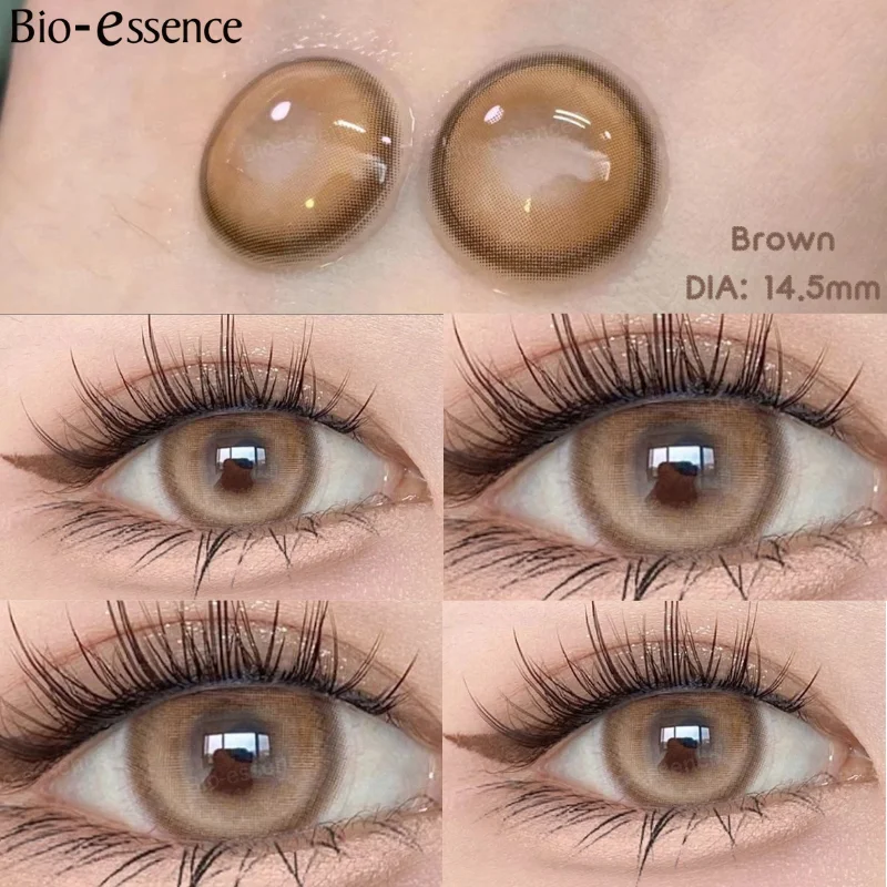 Bio-essence Colorcon lentes coreanas, lentillas de Color para ojos con prescripción para miopía, lentillas marrones para ojos, 1 par