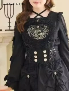 

Japanese Liz New Mine Series Mass-Produced Lolita Big Heart Embroidery Bow Cute Sweet Long-Sleeve Knitted Kawaii Pullover Women