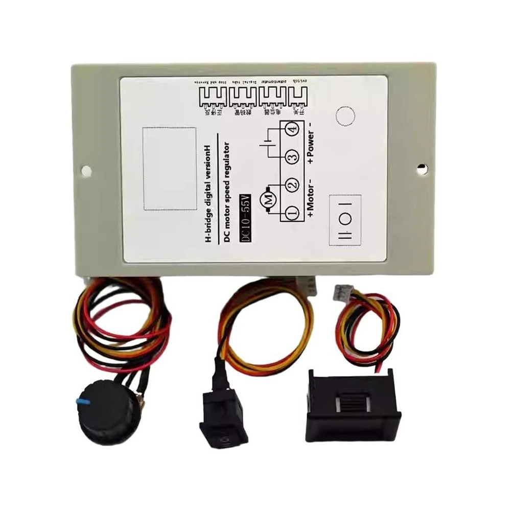10-55V DC Brushed Motor Driver H Bridge Reversible Speed Controller Forward Stop Reverse 3 Gear Potentiometer Current Regulator