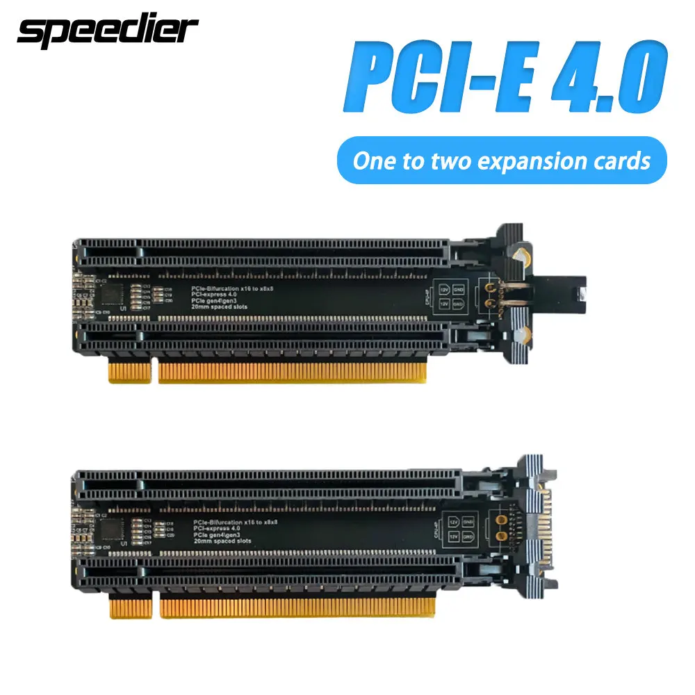 High Speed PCIe 4.0 X16 1 To 2 Expansion Card X8X8 with Clock Split IC Compatible with Gen3/gen4