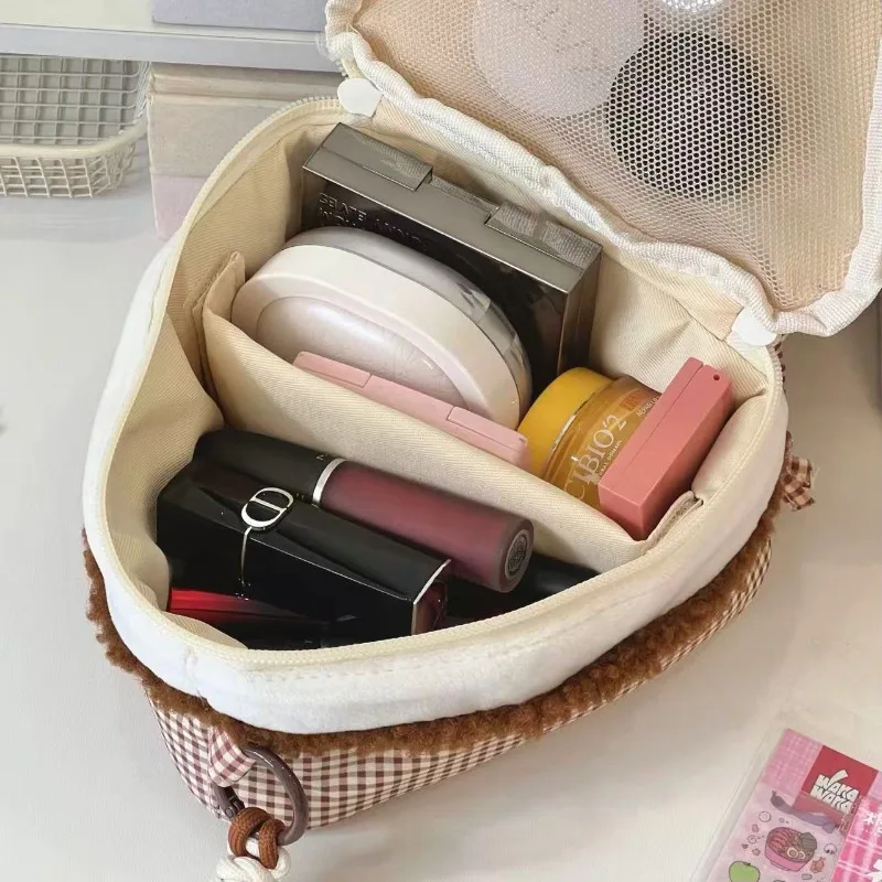 1pc Cute Cherry Cake Handheld Bag Large Capacity Portable Pouch for Cosmetics Toiletries Instant Camera Multifunctional Storage