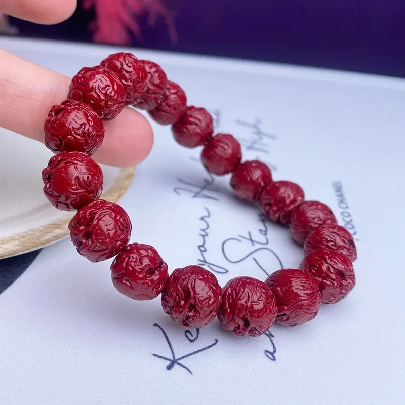 

Raw Ore Cinnabar Purple Gold Sand National Style Couple Bracelet Low Content 18 Arhat Beads Retro Handstring for Men and Women