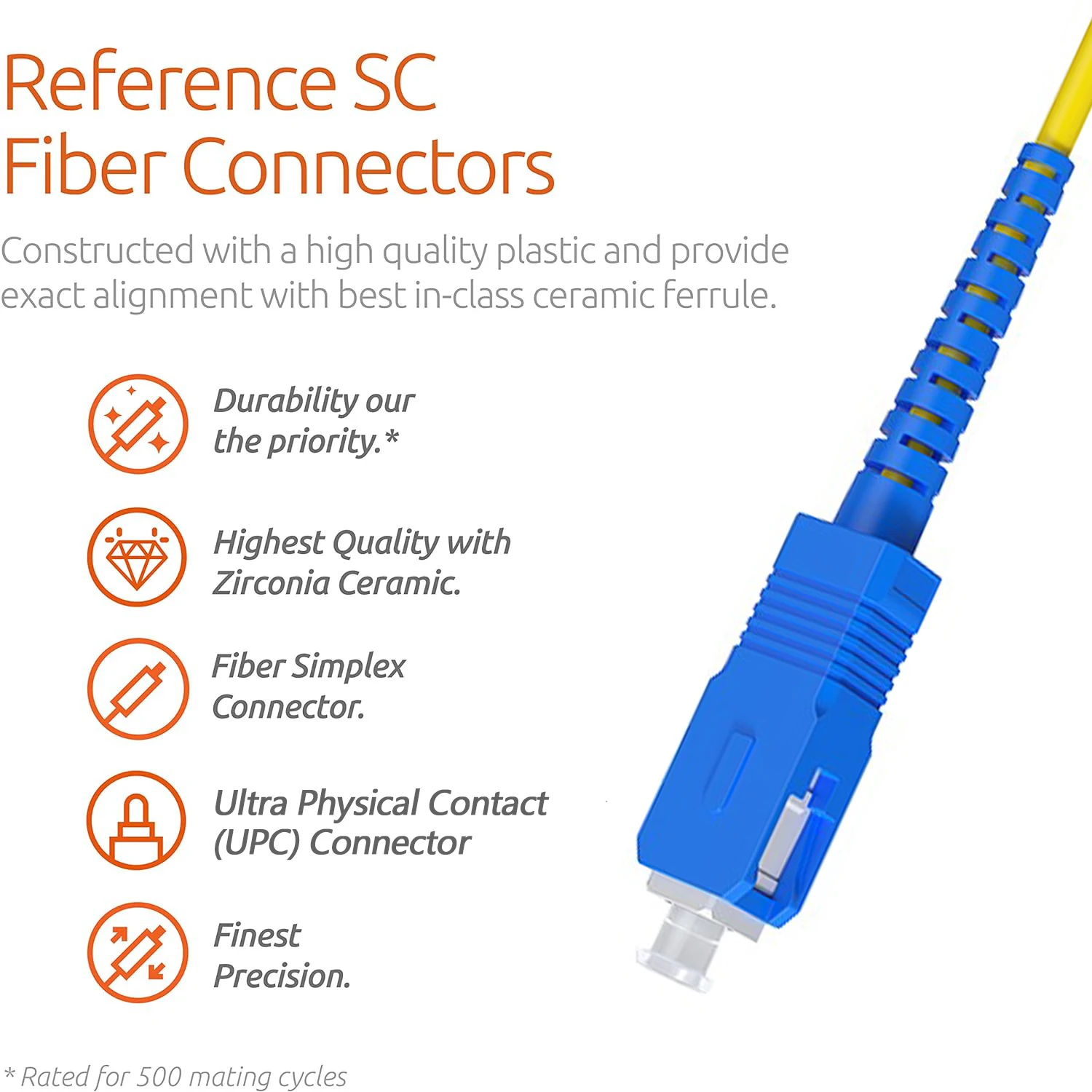 OS2 SC to SC UPC Fiber Optical Patch Cable 3.0mm Singlemode Simplex SMF 9/125μm LSZH Optical Patch Cord