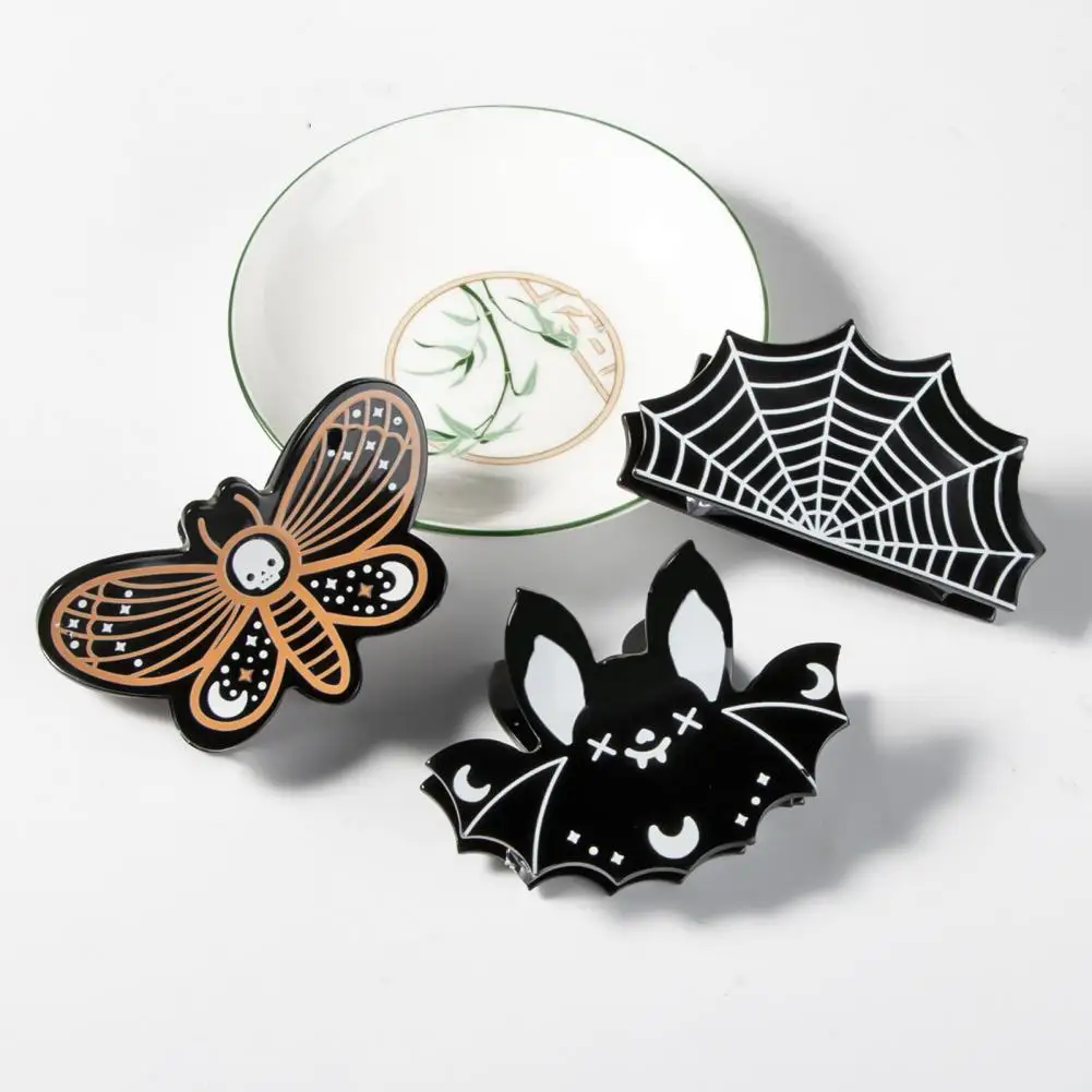 Halloween Clip Reusable Hair Clamp Spooky Halloween Hair Grip Bat Shape Claw for Scary Photo Prop Party Headwear Hair Clamp Clip