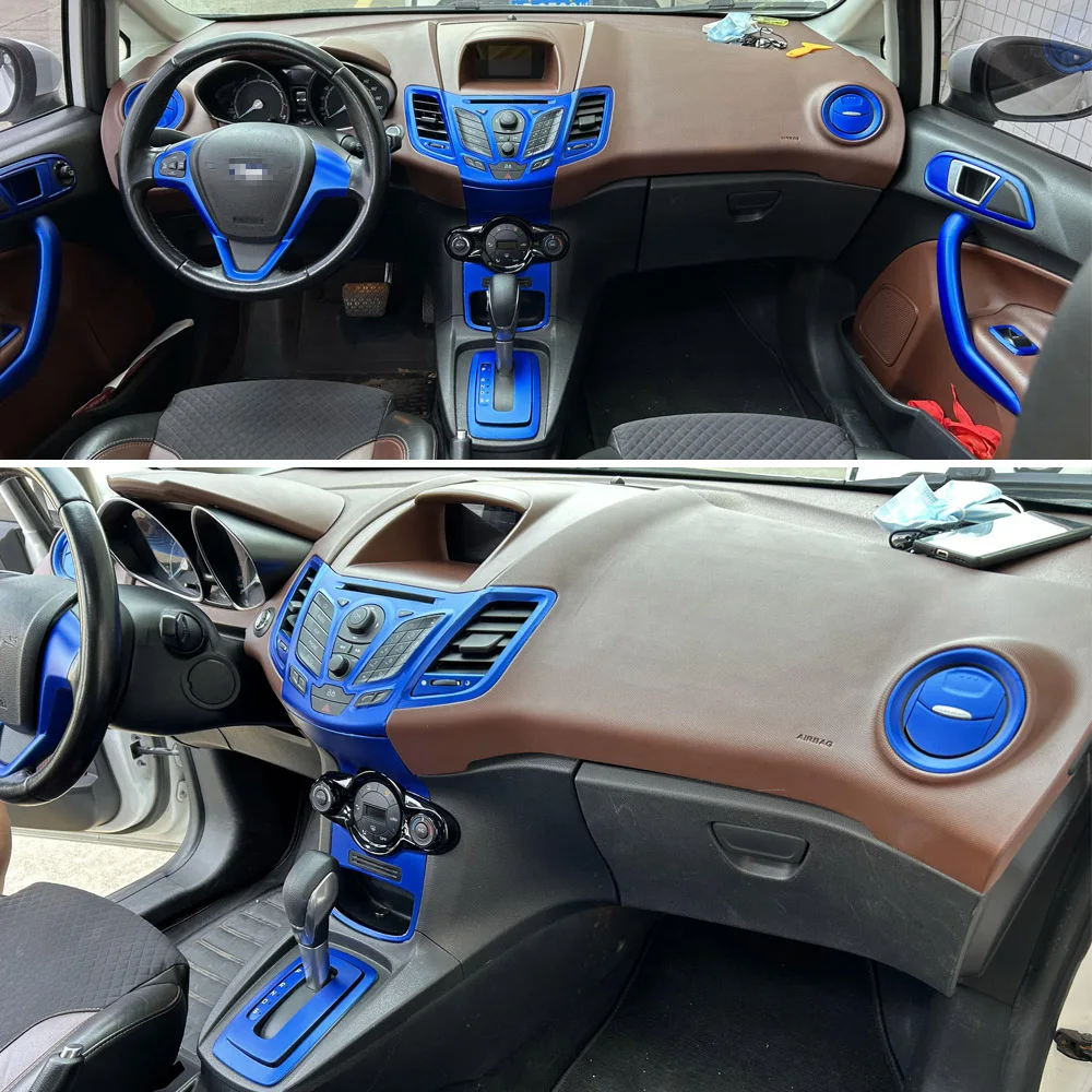For Ford Fiesta 2009-2014 Interior Central Control Panel Door Handle Carbon Fiber Sticker Decals Car styling Accessorie