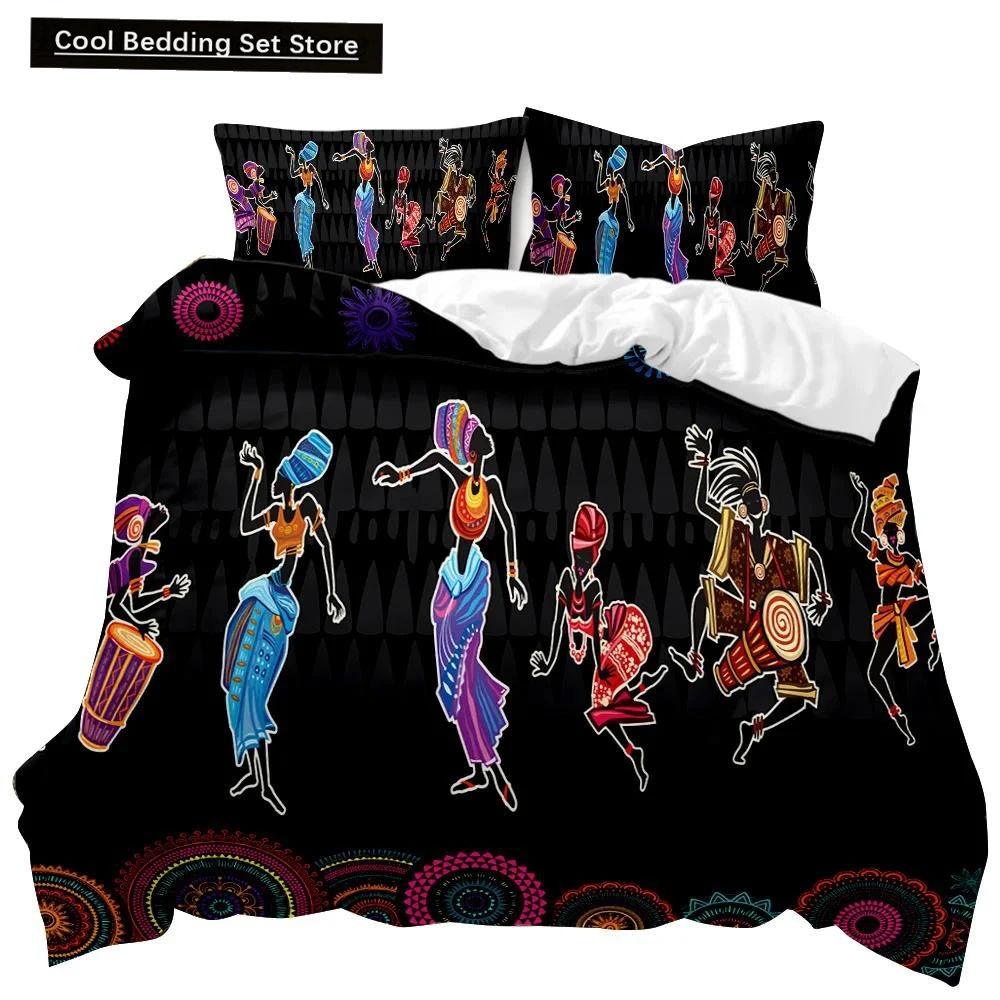 

African Woman Duvet Cover Set African Stripe Twin Bedding Set Ethnic Afro Traditional Exotic Queen King Polyester Qulit Cover