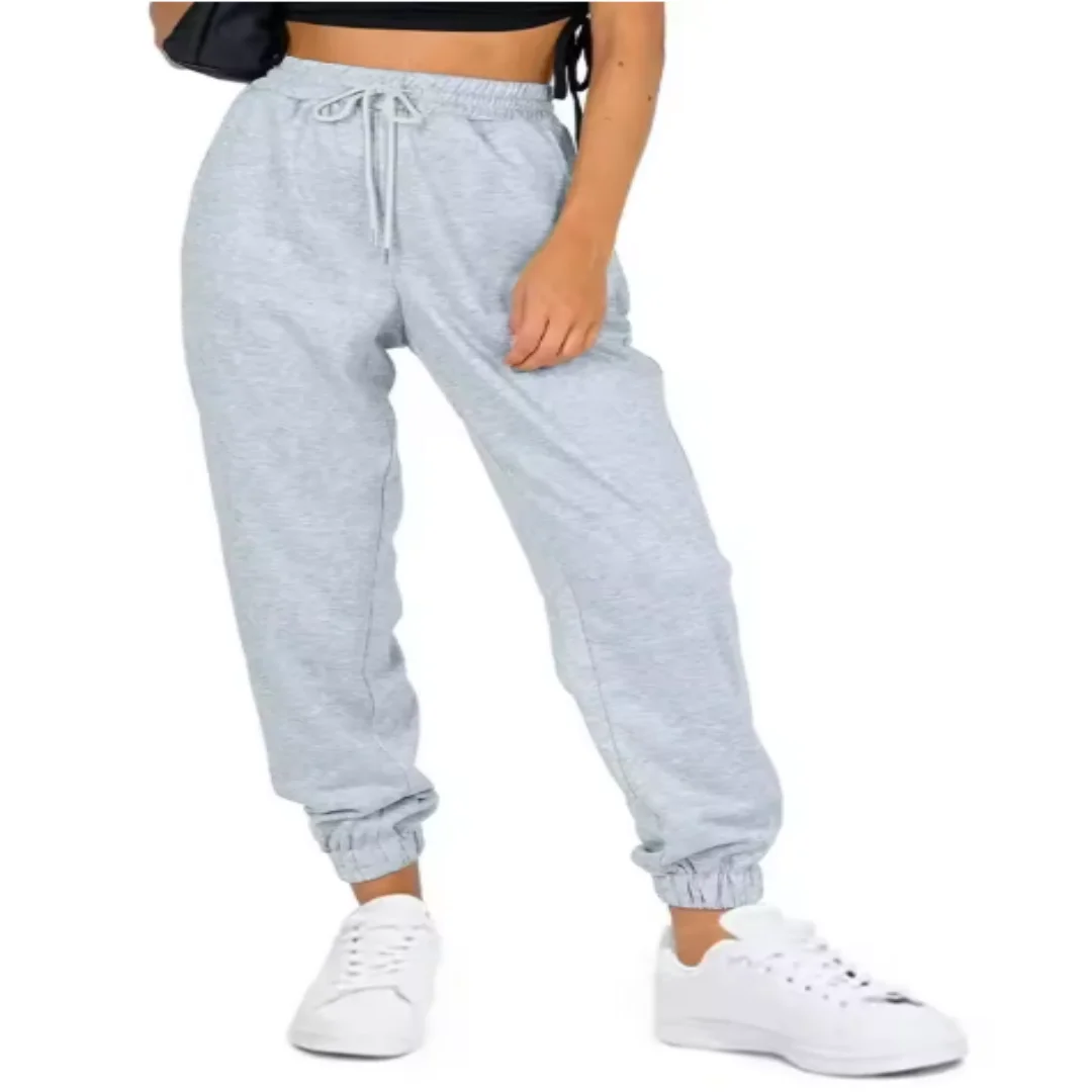 Pantalones de moda para mujer, pantalones de chándal sueltos informales, pantalones con cordón, pantalones femeninos de cintura elástica de Color sólido, nueva ropa de calle