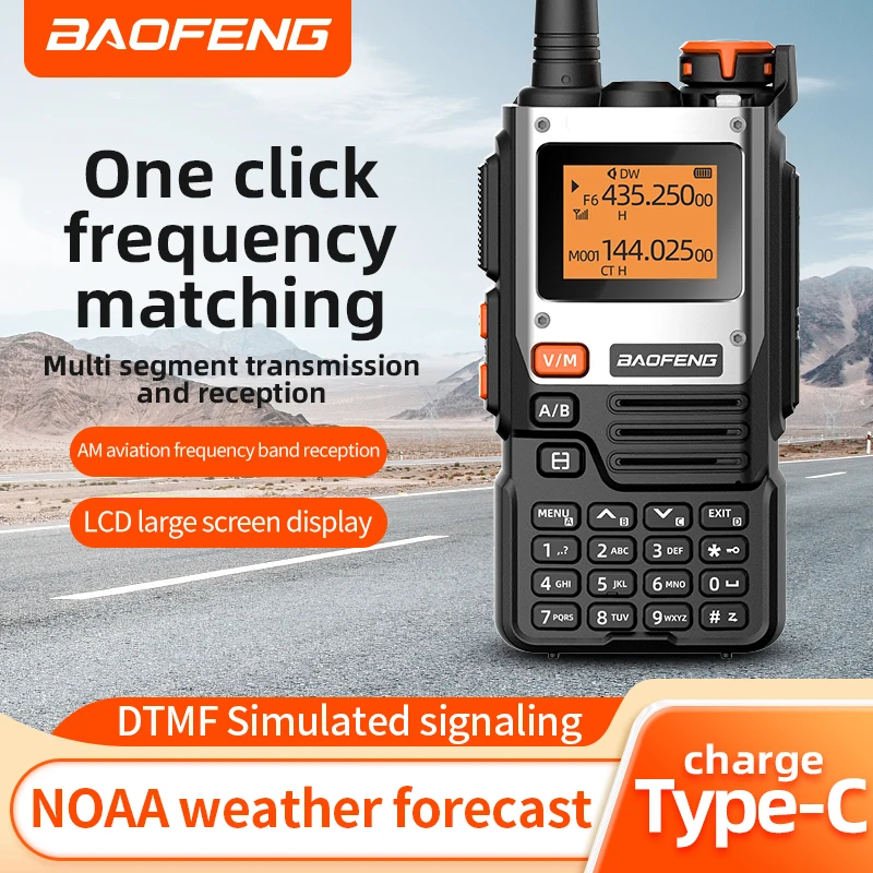 Baofeng walkie-talkie UV-K61wireless HAM replication frequency, 999CH, C-type, DTMF,remote, NOAA, K61, K5 (8) 50KM UHF, VHF