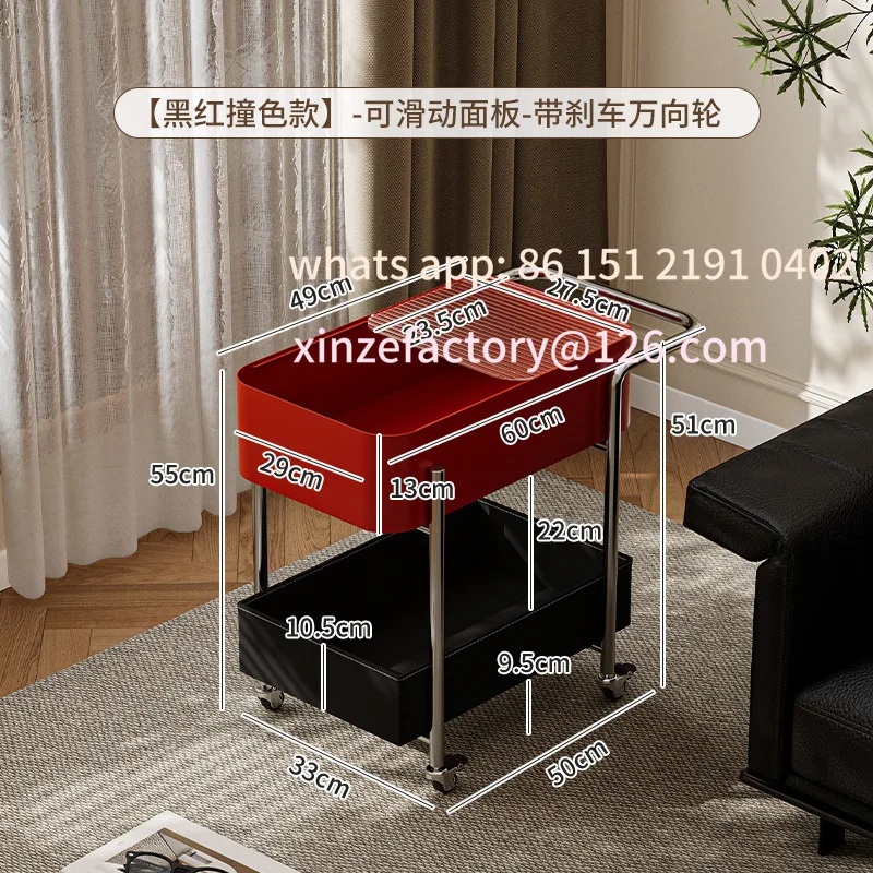 عربة معيشة قابلة للتخصيص، متعددة الطبقات، تخزين منزلي من الدوبامين، وجبات خفيفة جانبية للأريكة قابلة للإزالة في القرون الوسطى مع رف عجلات #6