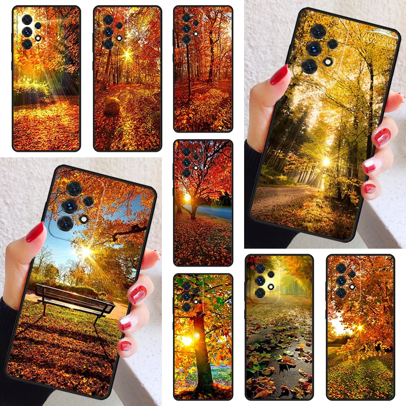 Autumn Leaves Earth Sunset Phone Case For Samsung Galaxy A52 A72 A73 A20e A21S A50 A70 A11 A12 A42 A31 A40 A51 A71 A32 A80