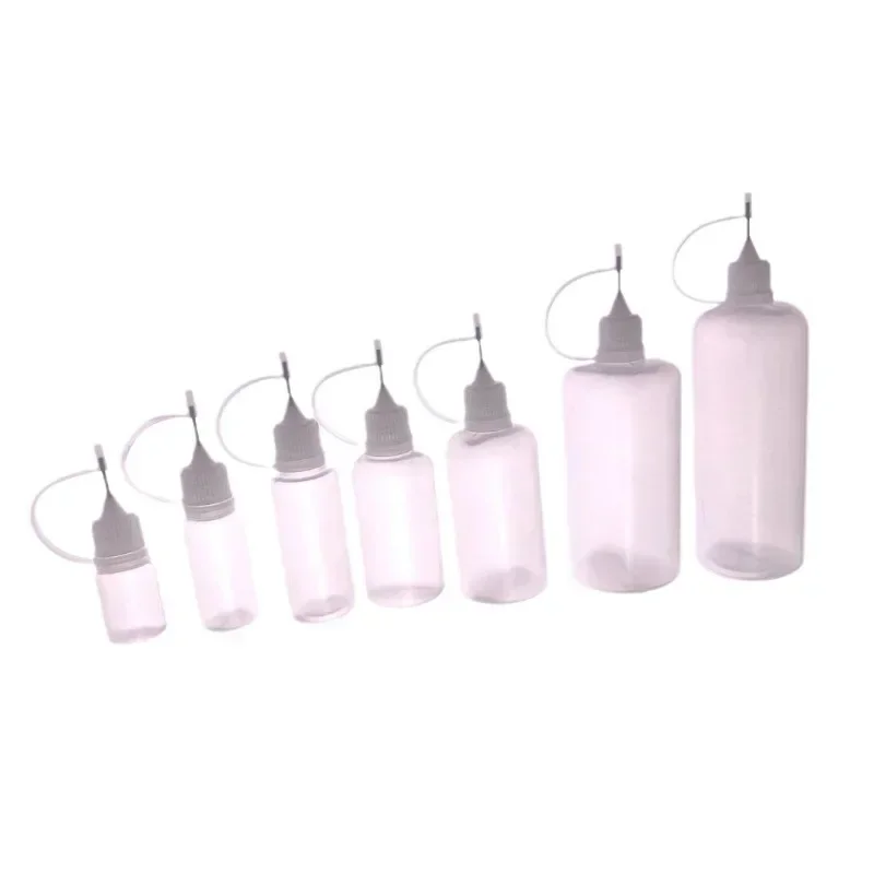 20ml-120ml PE Plastic Squeezable Tip Applicator Bottle Refillable Dropper with Needle Tip Caps for Glue