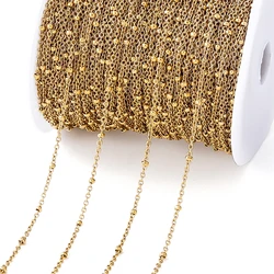No Fade 2Meters Stainless Steel Chain Cross Chain with Beads for DIY Necklace Bracelet Anklet Jewelry Making Accessories