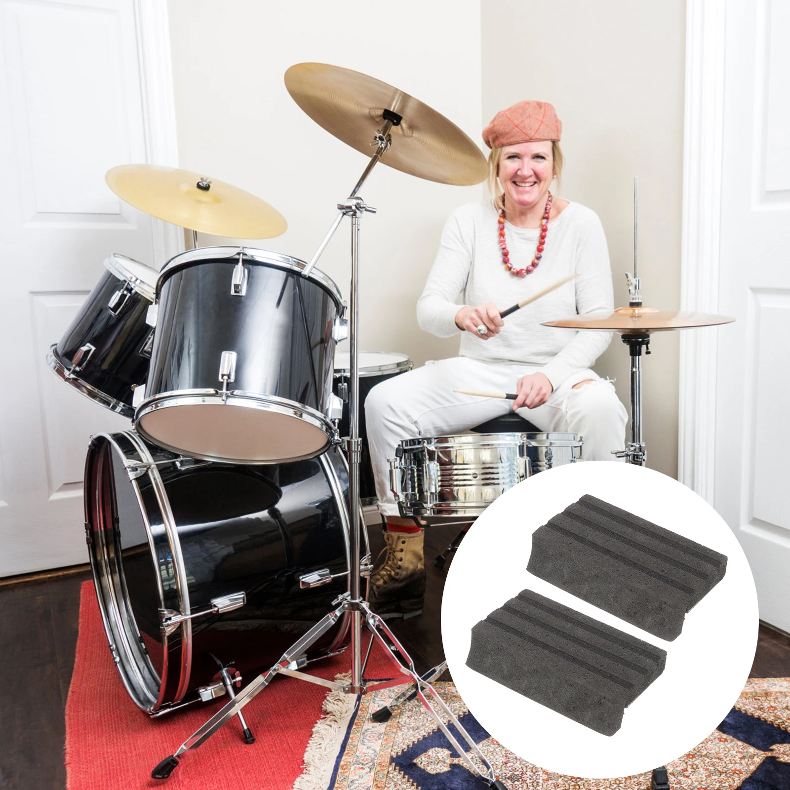 

2pcs Hoop Guard For Bass Anti-Slip Pad Pedal Guards Wear-Resistant Support Foot Pads Accessory Drum Kit Accessory Drum Set Foot